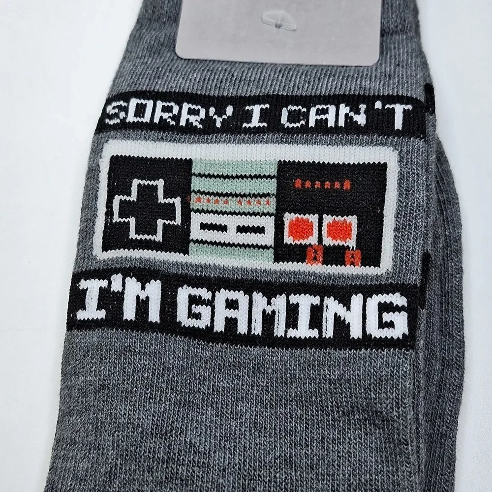 NINTENDO sorry I can't im gaming gray socks gamer accessory